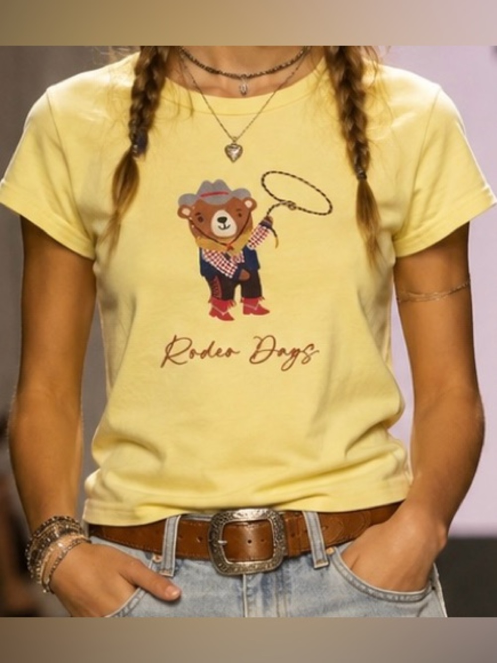 Originality Rodeo Days Cowboy Bear Graphic Cotton T-Shirt Size L NWT